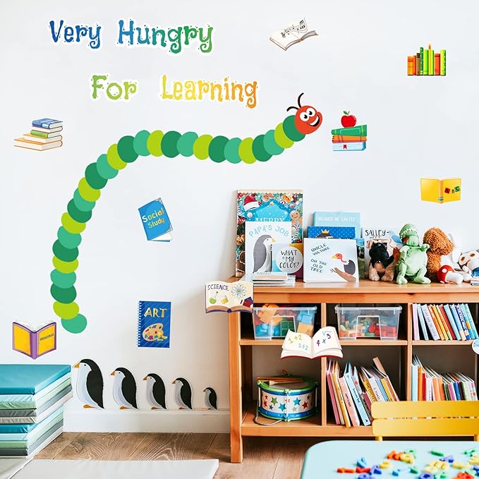 Caterpillars Bulletin Board Decoration Set Mix Caterpillar Colorful Borders Cutouts for Party School Classroom Door Welcome Bulletin Board Craft Home Wall(Green Caterpillar)