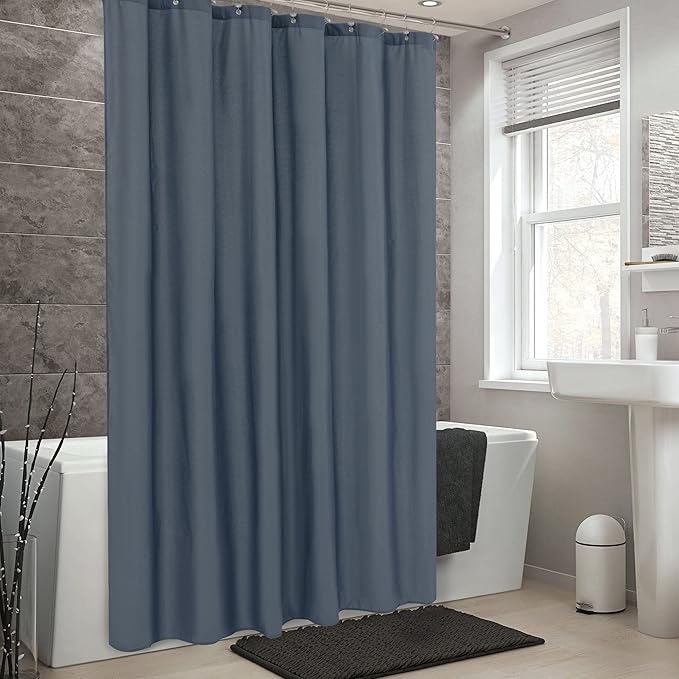 ALYVIA SPRING Extra Long Fabric Shower Curtain Liner Waterproof - 72" x 84", Soft & Lightweight XL Shower Curtain with 3 Magnets, Machine Washable - 72x84, Stone Blue