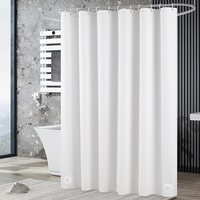 UFRIDAY White Shower Curtain Liner Premium PEVA 72 x72 inch,Heavy Duty Shower Curtain with 3 Weighted Magnets, Plastic Waterproof Bath Curtains with 12 Hooks