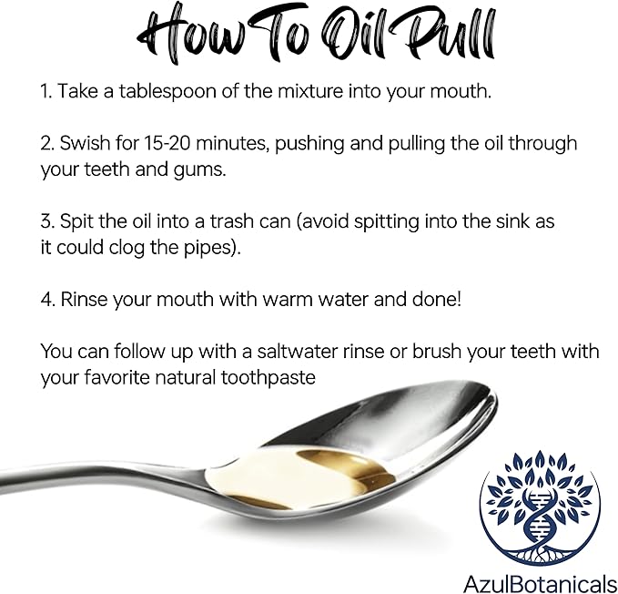 Oil Pulling Blend for Healthy Teeth and Gums with Organic Sesame, Coconut, Clove, Peppermint, and Vitamin E Oil Mouth Rinse for Fresh Breath Oral Health and Cleaner Teeth and Gums 8 Fl oz