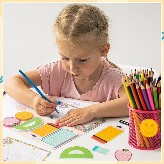 B1ykin Cute Sticky Notes Set - A Good Day to Teach Tiny Humans Self-Stick Notes Pad, 550 Sheets Writing Memo Pages Sticky Notepad for Teacher Appreciation Gifts, School Office Supplies (Retro Teacher)