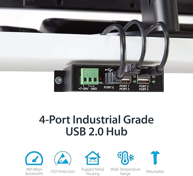 StarTech.com Mountable 4 Port Rugged Industrial USB Hub (ST4200USBM)