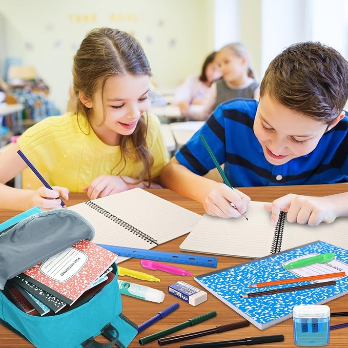 Back to School Supplies with Backpack Kids Kindergarten Preschool Elementary Supply Bundle Kit Middle High School Notebook for K-12 Student Girl Boy Classroom(Light Blue)
