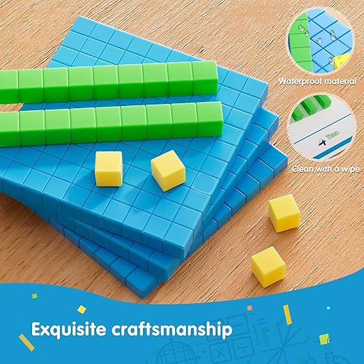 Base Ten Blocks with Place Value Chart 12 Boxes - Math Manipulatives for Kids.Counting Blocks for Math to Help Educate Kindergarten Teachers
