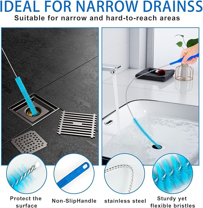 Dryer Vent Cleaner Kit，Refrigerator Coil Cleaning Brush，Includes Dryer Vent Brush, lint Brush for Dryer, Drain Cleaning Brush, and Appliance Brush Set for All Your Home Cleaning Needs