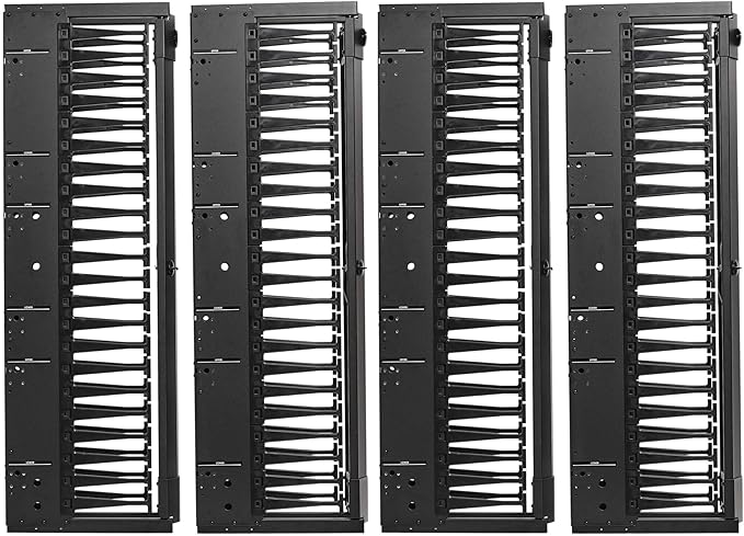 Tripp Lite Vertical Cable Manager, High-Capacity Deep Double Finger Duct, Front-Facing Cover, Four 3.5 feet Tall Sections, 6 inch Wide x 11.4 inch Depth, Black, 5-Year Warranty (SRCABLEVRT6HD2)