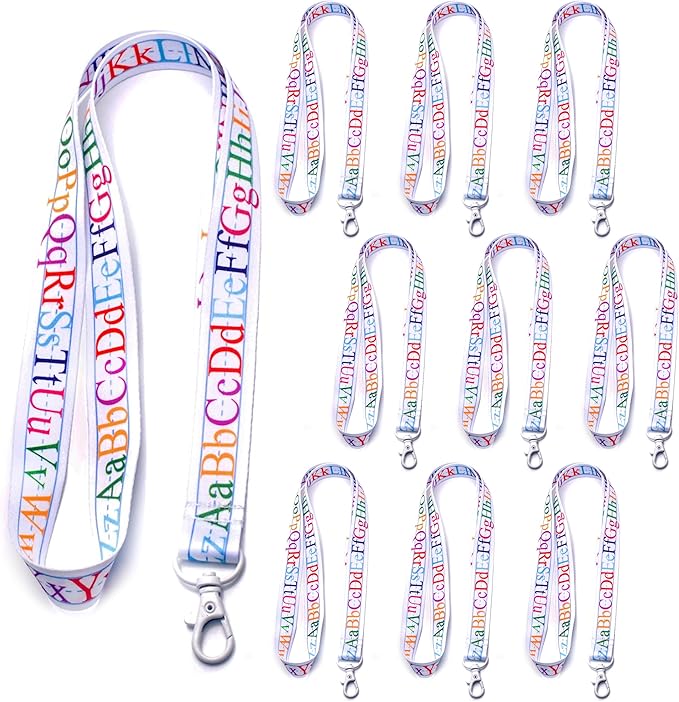 EASTEX Teacher Lanyard Keychain - ABC Alphabet Badge Lanyard for Keys Whistle - ID Card Holder Keychain - Math Periodic Table