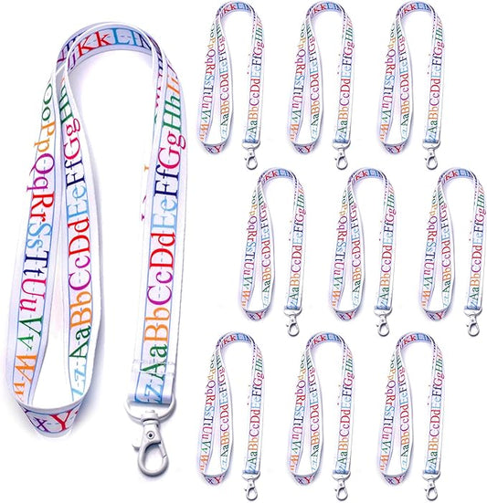 EASTEX Teacher Lanyard Keychain - ABC Alphabet Badge Lanyard for Keys Whistle - ID Card Holder Keychain - Math Periodic Table