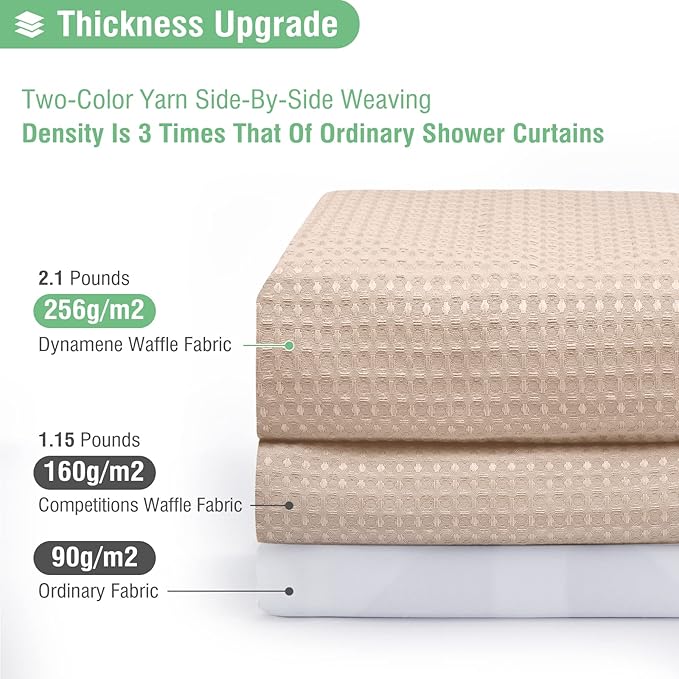Dynamene Long Fabric Shower Curtain - 78 inch Long Waffle Weave Weighted Cloth Shower Curtains for Bathroom, Neutral Heavy Duty Hotel Spa Luxury Bath Curtain Set with 12 Hooks, 72x78, Blush Pink