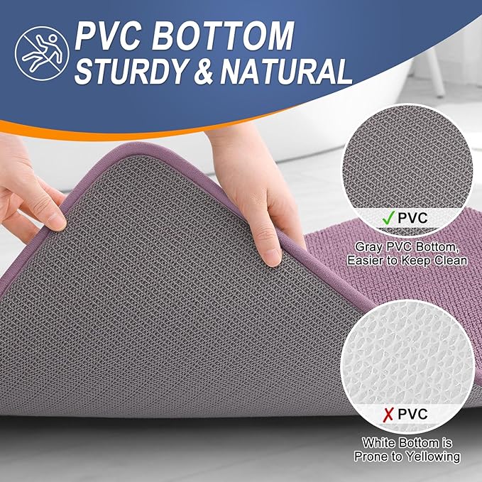OLANLY Thick Memory Foam Bath Mats Rugs 47x17, Extra Soft Absorbent Bathroom Rug, Quick Dry Bath Mat, Non-Slip, Machine Washable Carpet for Bathroom, Tub and Shower, Home Decor Accessories, Deep Plum