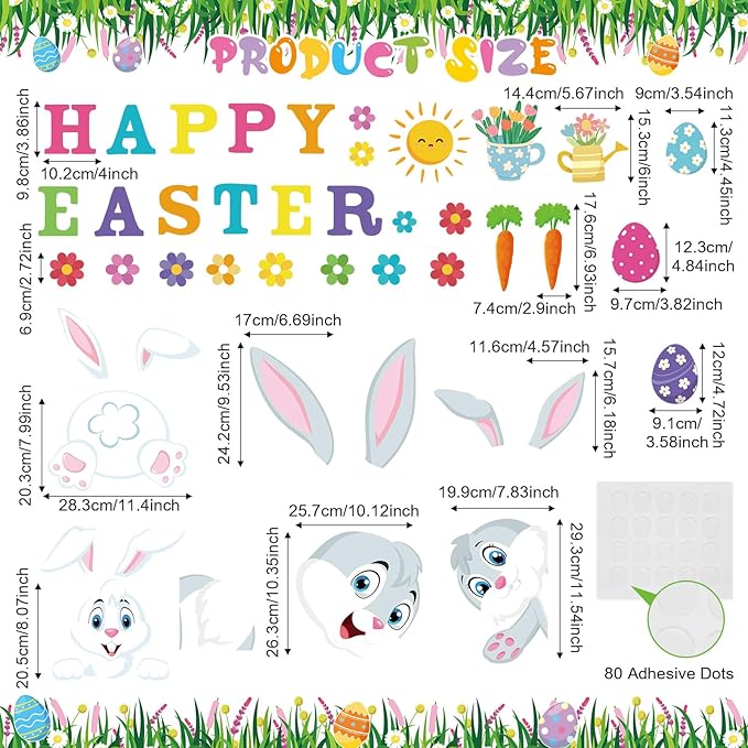 Pasimy Easter Bulletin Board Decorations Set Christian Easter Classroom Decorations Easter Bunny Egg Paper Cut Outs for School Nursery Spring Easter Birthday Party Supplies (Rabbit)