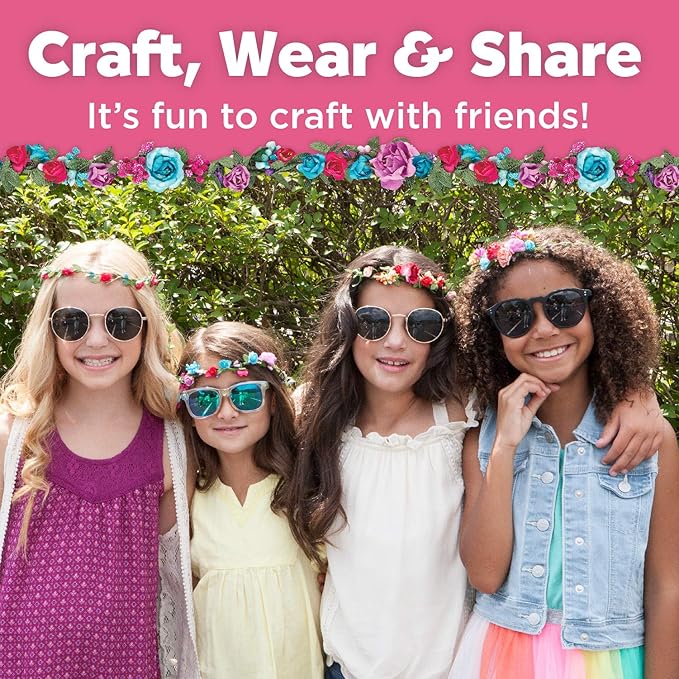 Creativity for Kids Flower Crowns Craft Kit - Create 4 Hair Accessories (Ages 7+)