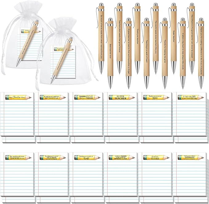 Eersida 72 Pcs Teacher Sticky Notes with Pen Teacher Appreciation Gifts Bulk Thank You Notepads for Teacher's Day School Supplies Back to School The Best Teacher Appreciation Gifts