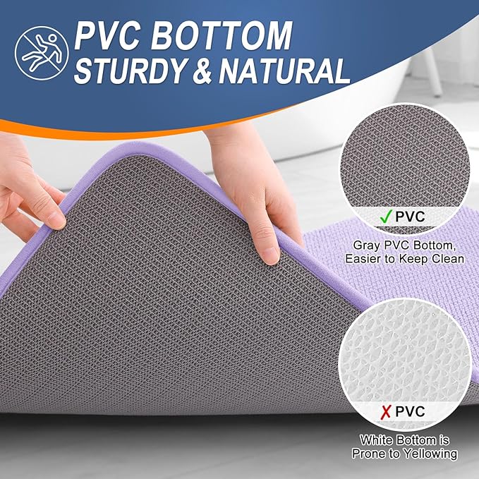 OLANLY Thick Memory Foam Bath Mat Rug 44x24, Extra Soft Absorbent Bathroom Rug, Quick Dry Bath Mats, Non-Slip, Machine Washable Carpet for Bathroom, Tub and Shower, Home Decor Accessories, Lavender
