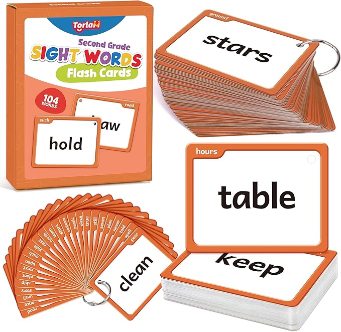 Torlam Sight Words Flash Cards for Kids 2nd Grade,Learn to Read Digraphs CVC Blends Long Vowel Sounds Spelling Reading Phonics Games for 7-8 Years, Site Words Classroom Homeschool