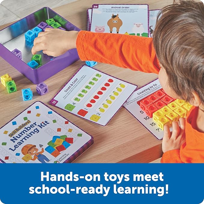 Learning Resources Skillbuilders Numbers Learning Kit - Math Manipulatives, Linking Cubes, Homeschool Supplies, Preschool Classroom Must Haves, Toddler Activities