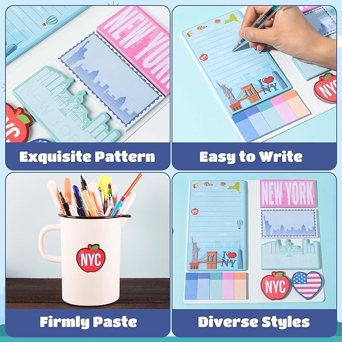 B1ykin Cute Sticky Notes Set - New York is Always A Good Idea Self-Stick Notes Pad, 550 Sheets Writing Memo Pages Sticky Notepad for Teacher Appreciation Gift, School Office Party (New York City)