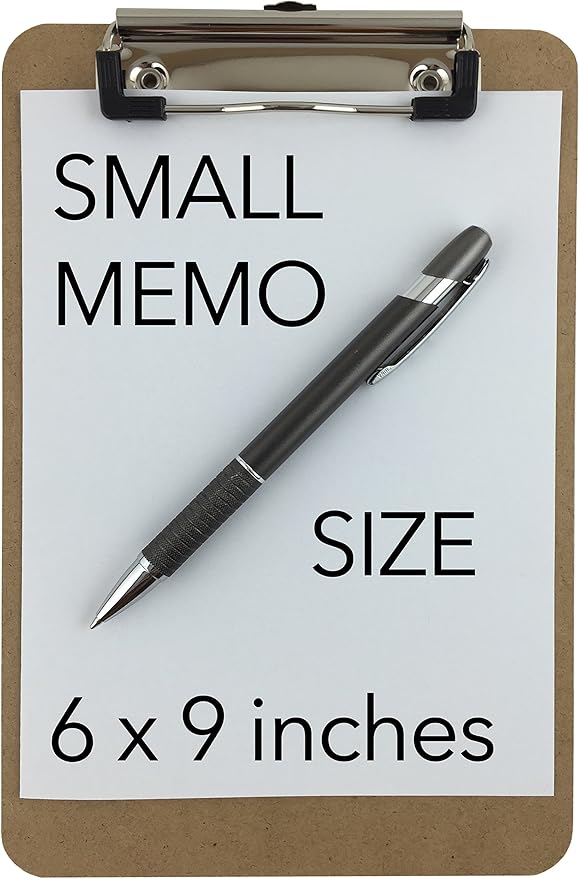 Trade Quest Memo Size 6'' x 9'' Clipboard Low Profile Clip Hardboard (Pack of 6)