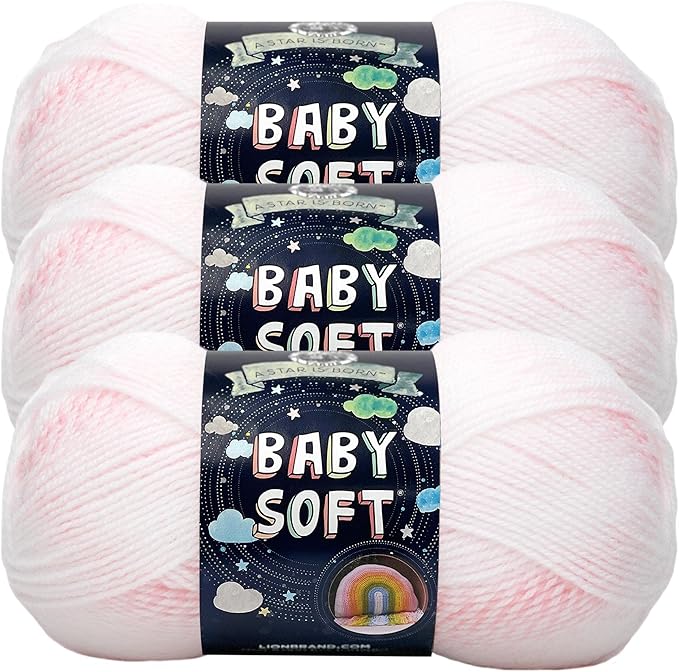 Lion Brand Yarn, Baby Soft Baby Blanket Yarn for Crocheting, Knitting, and Crafts, Parfait Print, 3 Pack