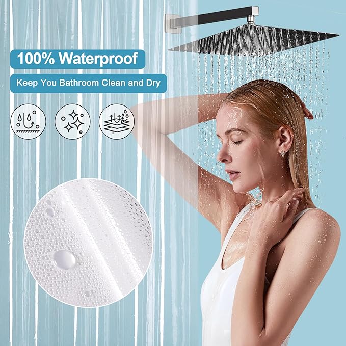 EurCross Clawfoot Tub Clear Shower Curtain 180x72 inch with 30 Holes and Free Hooks,Extra Large Wide Clear Shower Curtain Liner with 5 Magnet Weights, 9G Thickness Premium PEVA,Waterproof