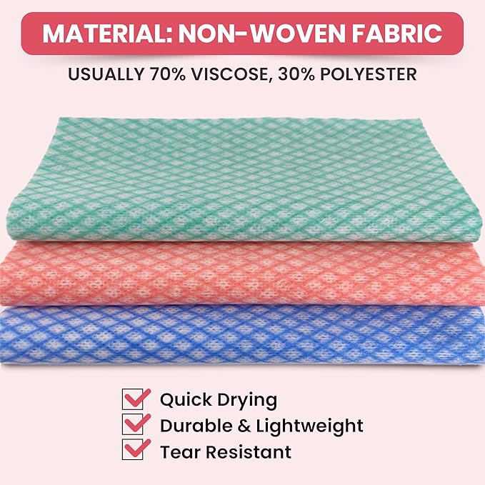 Disposable Cleaning Cloths, 50 Packs, 13.8"x15.8" Reusable Kitchen Towels, Soft Absorbent Multipurpose Household Cleaning Towels, Disposable Dish Cloths for Kitchen, Stove, Bathroom, Handy Wipes, Red