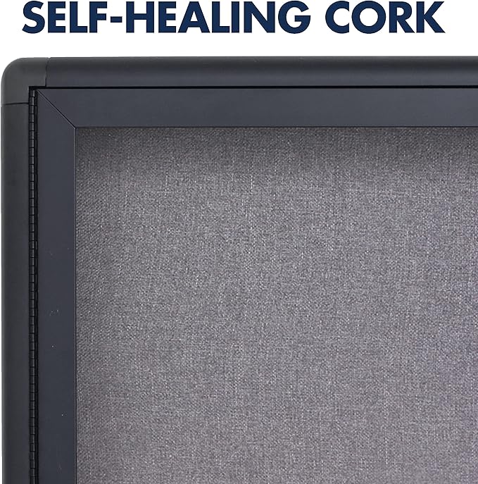 Quartet Bulletin Board, 4' x 3' Enclosed Fabric Notice Board, Lockable Swing Doors, Graphite Frame (2364L)