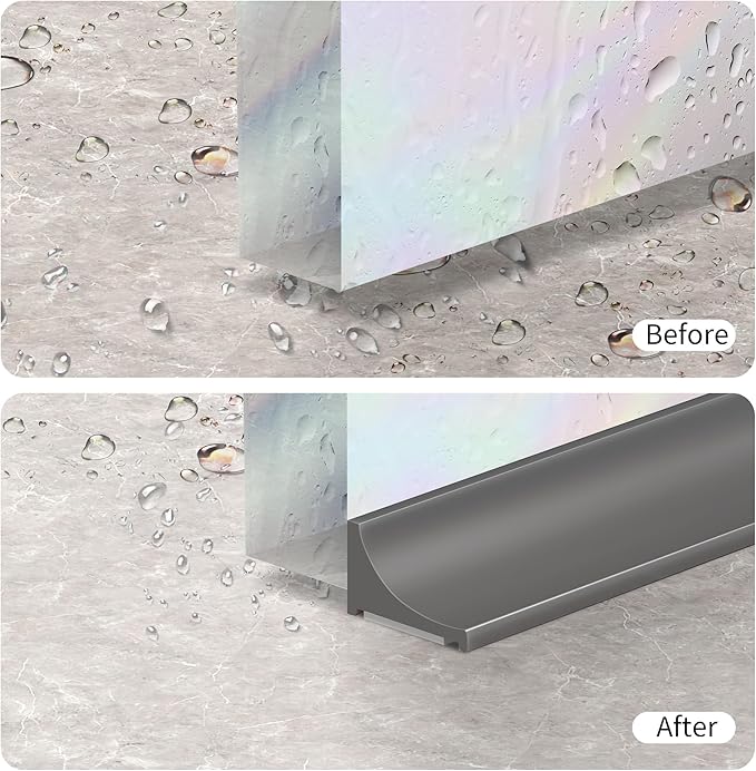 39Inch Shower Threshold Water Dam, Self-Adhesive Silicone Shower Barrier Water Stopper Shower Door Bottom Seal Strip Shower Splash Guard for Bathroom Kitchen Bathtub