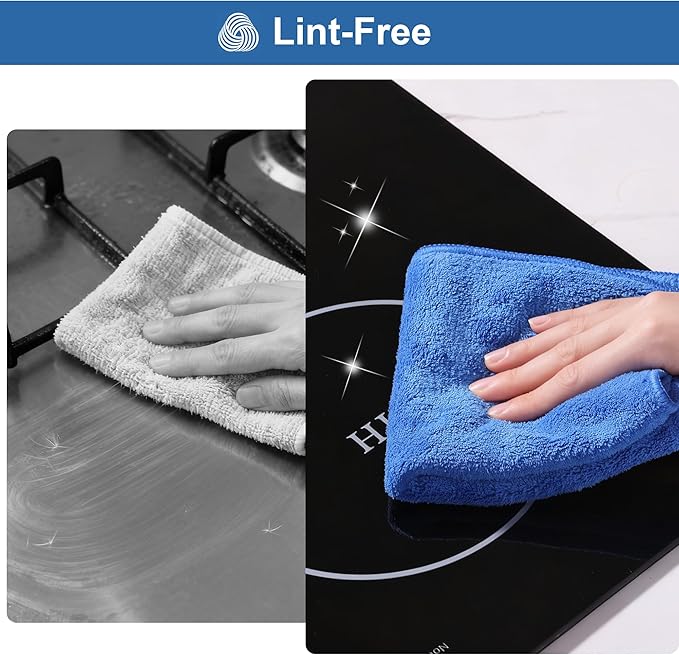 JOYMOOP Microfiber Cleaning Cloths 18 Packs, 11.8" x 11.8" Blue Reusable Kitchen Towels, Lint-Free Cleaning Rags, Super Absorbent Cleaning Cloths for Kitchen, Car, and Household Cleaning