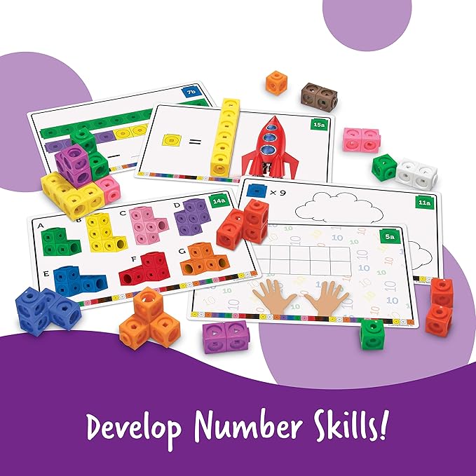 Learning Resources MathLink Cubes Early Math Activity Set - 115 Pieces, Ages 4+, Classroom Must Haves, Preschool Activities, Teacher School Supplies, Toddler Montessori Toys, Math Manipulatives