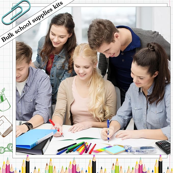 81 Pcs School Supply Kit with Backpack Back to School Supplies Bundle Bulk School Essentials for Elementary Middle High School Students Includes Folders Notebooks Pencils and More(Pink)