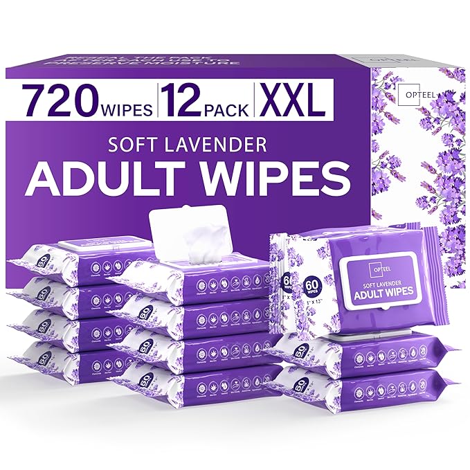 Adult Wet Wipes Lavender Scented – Soft Disposable Washcloths for Incontinence & Personal Hygiene 720 Count