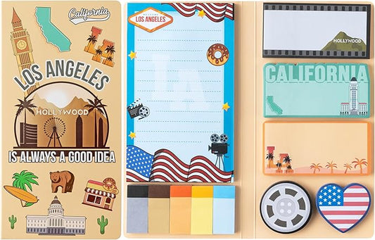 B1ykin Cute Sticky Notes Set - Los Angeles is Always A Good Idea Self-Stick Notes Pad, 550 Sheets Writing Memo Pages Sticky Notepad for Teacher Appreciation Gift, School Supplies (Los Angeles City)