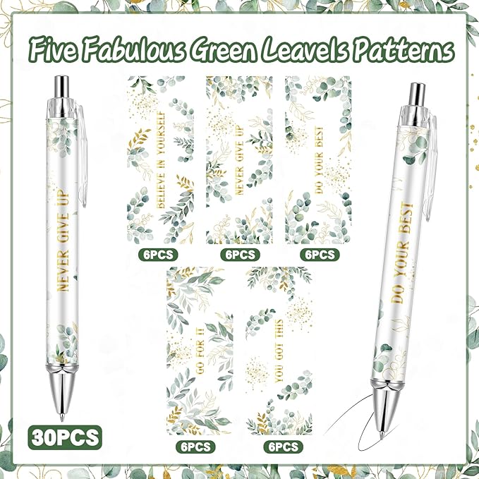 30PCS Christian Pens for Women Inspirational Quotes Bible Verse Ballpoint Pen Green Leave Pens Bulk Religious Ink Pens Employee Appreciation Gift Bulk for School Teacher Office Church Supplies