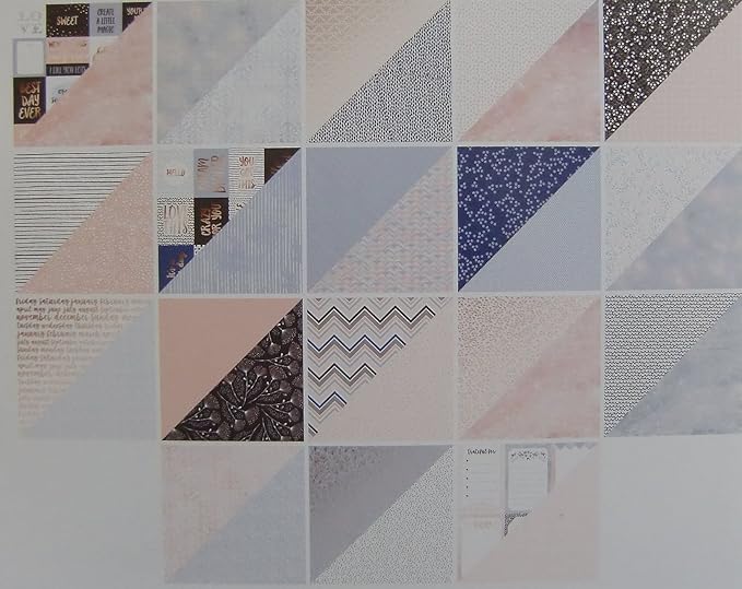 DCWV Printed Cardstock Paper 12x12, 36 Sheets of Scrapbook Paper for Crafts and Card Making, Double Sided Heavy Duty Cardstock with Foil Accents - Peri & Peach