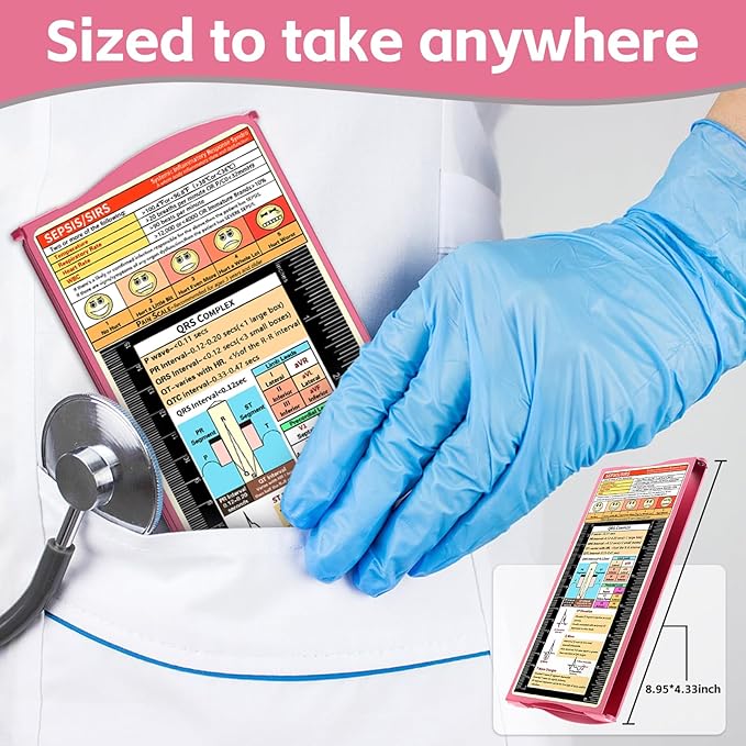 Nursing Clipboard Foldable Nurse Clipboard: 3 Layers Aluminum Folding Clip Board Pocket Size Medical Clipboards Nursing Edition Cheat Charts for Nurses Students Doctors Pink