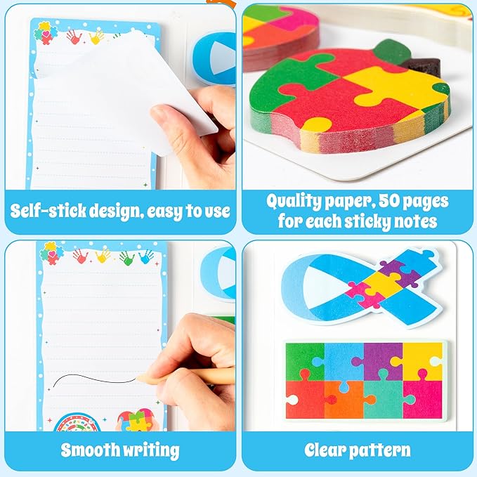 Xqumoi Autism Teacher Sticky Notes Set - 550 Sheets Autism Self-Stick Note Pads Special Education Divider Tabs Bundle Writing Memo Pad Back to Classroom Rewards School Supplies