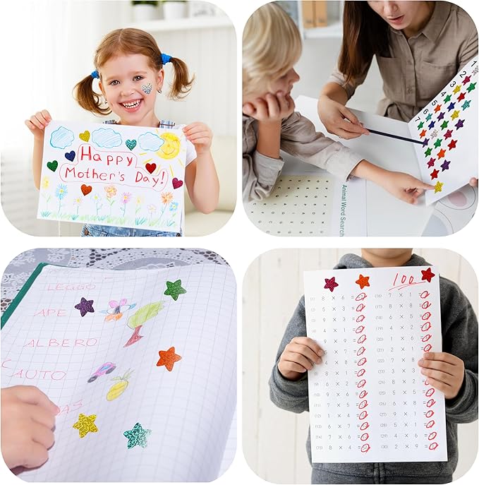 1000 Pcs Glitter Star Stickers, 1 Inch Foil Small Shiny Sticker for Kids Reward, Holographic Rainbow Incentive Stickers for Teacher Office Supplies, Party Decoration