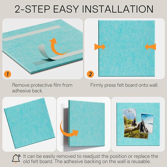 MaxGear Large Cork Board for Wall 36" x 24", Aqua Blue Bulletin Board, 6 Pack Felt Wall Tiles with Pushpins, Cork Boards for Office Push Pin Board Tack Board Felt Board