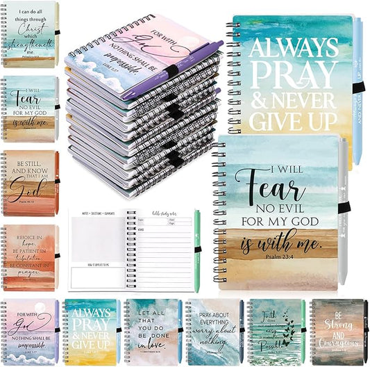 Christian Prayer Journals for Women Bulk Easter Church Gifts Spiral Notebooks with Religious Pens Bible Study Devotional Supplies Sunday School Favors(40 Sets / 80 Pcs)