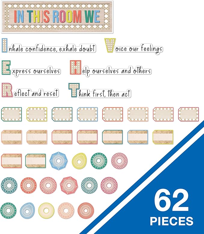Carson Dellosa True to You 62-Piece In This Room We Thrive Bulletin Board Set, Motivational Bulletin Board Set With Positive Sayings for Growth Mindset Bulletin Board and Classroom Décor