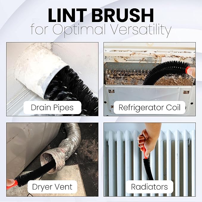 Dryer Vent Cleaner Lint Brush, Long Flexible Refrigerator Coil Cleaning Brush, 26 Inch,Black,Large (Pack of 1),1295