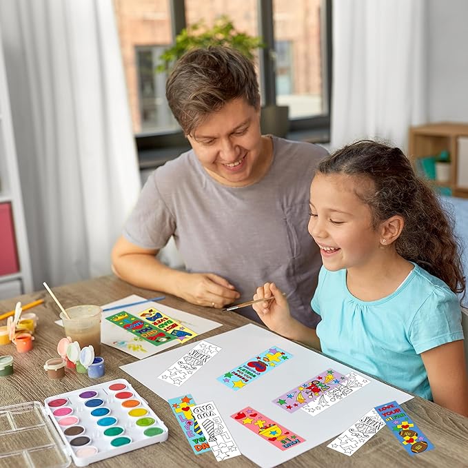 Father's Day Color Your Own Bookmarks for Kids -120Pcs Happy Father's Day DIY Coloring Bulk Blank Bookmark Classroom Art Craft Supplies for Students Sunday School Holiday Party Reward Goodie Fillers