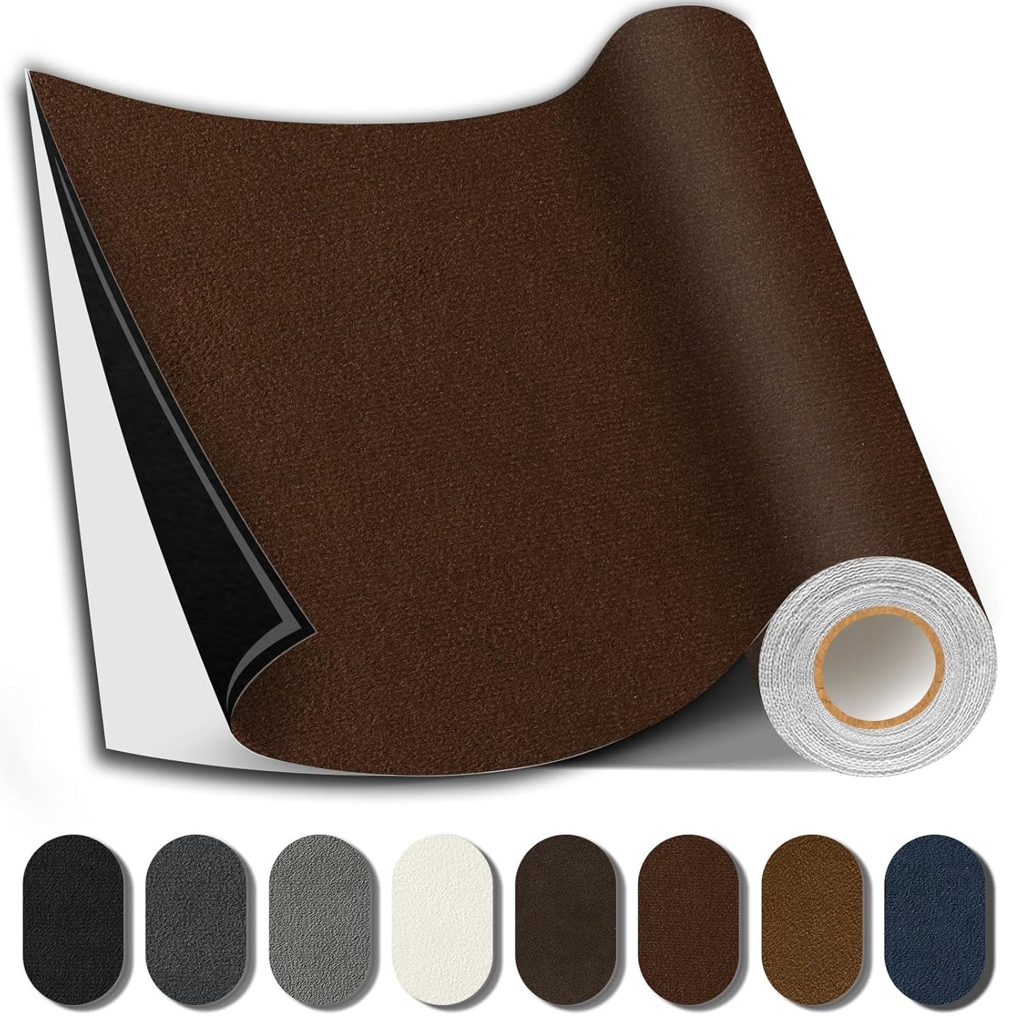 Suede Repair Patch, 17X158 Inch Fabric Large Repair Tape, Self-Adhesive Patches for Furniture, Sofa, Car Interior, Shoes, Hand Bag, Clothing (Dark Brown, 17X158 Inch)