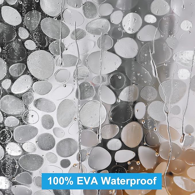 UFRIDAY Stall Shower Curtain Liner 36x72 Inch,EVA Plastic Waterproof Shower Curtain with 2 Magnets,Heavy Duty,Semi Transparent, 3D Cobblestone Bathroom Liner