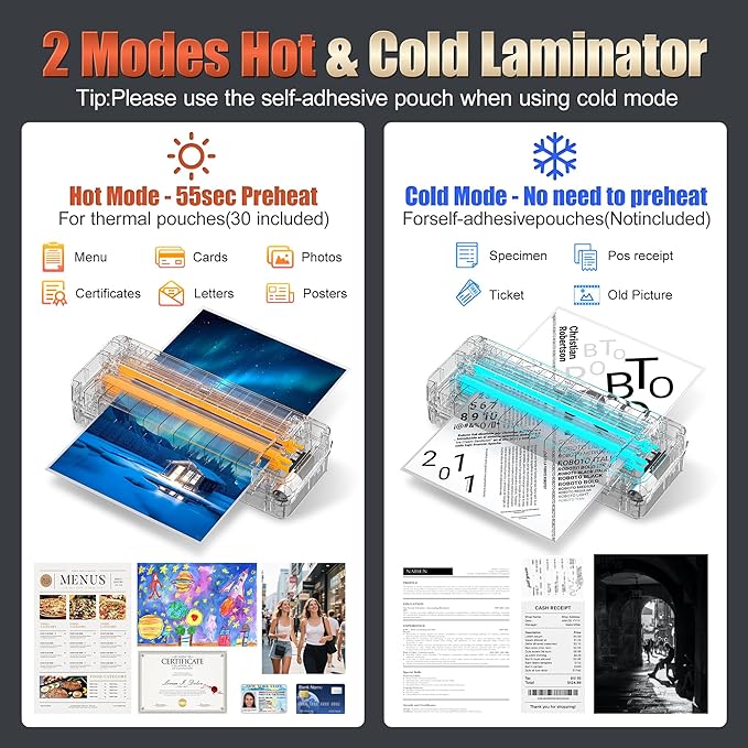 13" 4-Roller Commercial Laminator Machine, 3-10 Mil Thickness Laminating Machine, Fast 55s Warm-Up & 1000mm/min Laminating Speed for Laminating 11x17 & A3 Size, Includes 30 Sheets for Office, School