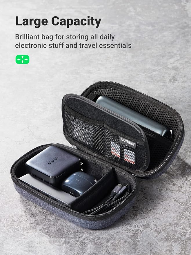 UGREEN Electronic Organizer Travel Case Pouch Bag Accessories Portable Waterproof Storage Bag Travel Essentials with Cable USB Flash Drive Charger External Battery Memory Card