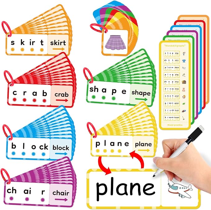 Blends & Digraphs Cards,Phonics Games,Speech Therapy Toys for Toddlers Kids,Learn to Read,Spelling Reading Learning Sight Word Games,kindergarten Preschool Learning Activities,Educational Toy