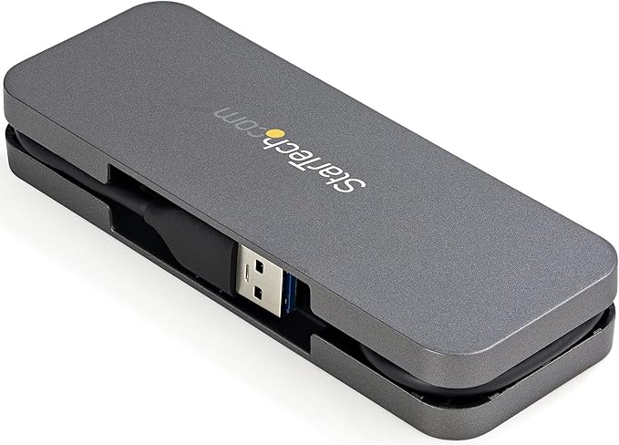 StarTech.com 4 Port USB 3.0 Hub - USB-A to 4X USB-A - SuperSpeed 5Gbps Portable USB 3.1 Gen 1 Type-A Hub - USB Bus Powered - Laptop/Desktop USB Hub with Long Cable 11" & Cable Management (HB30AM4AB)