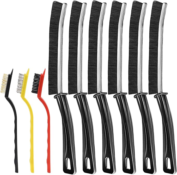 Cleaning Brush, 9 Pcs Hard Bristle Crevice Cleaning Brush Set for Kitchen Bathroom Toilet Grout Bottle Gap Window Tracks, Multifunctional Home Essentials Scrub Cleaning Tools