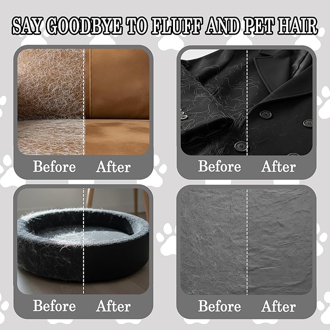 Pet Hair Removal Glove for Dogs & Cats, Reusable Electrostatic Glove for Clothes, Couch,Carpets, Car Seat, Individually Wrapped 1 Pack Black, S